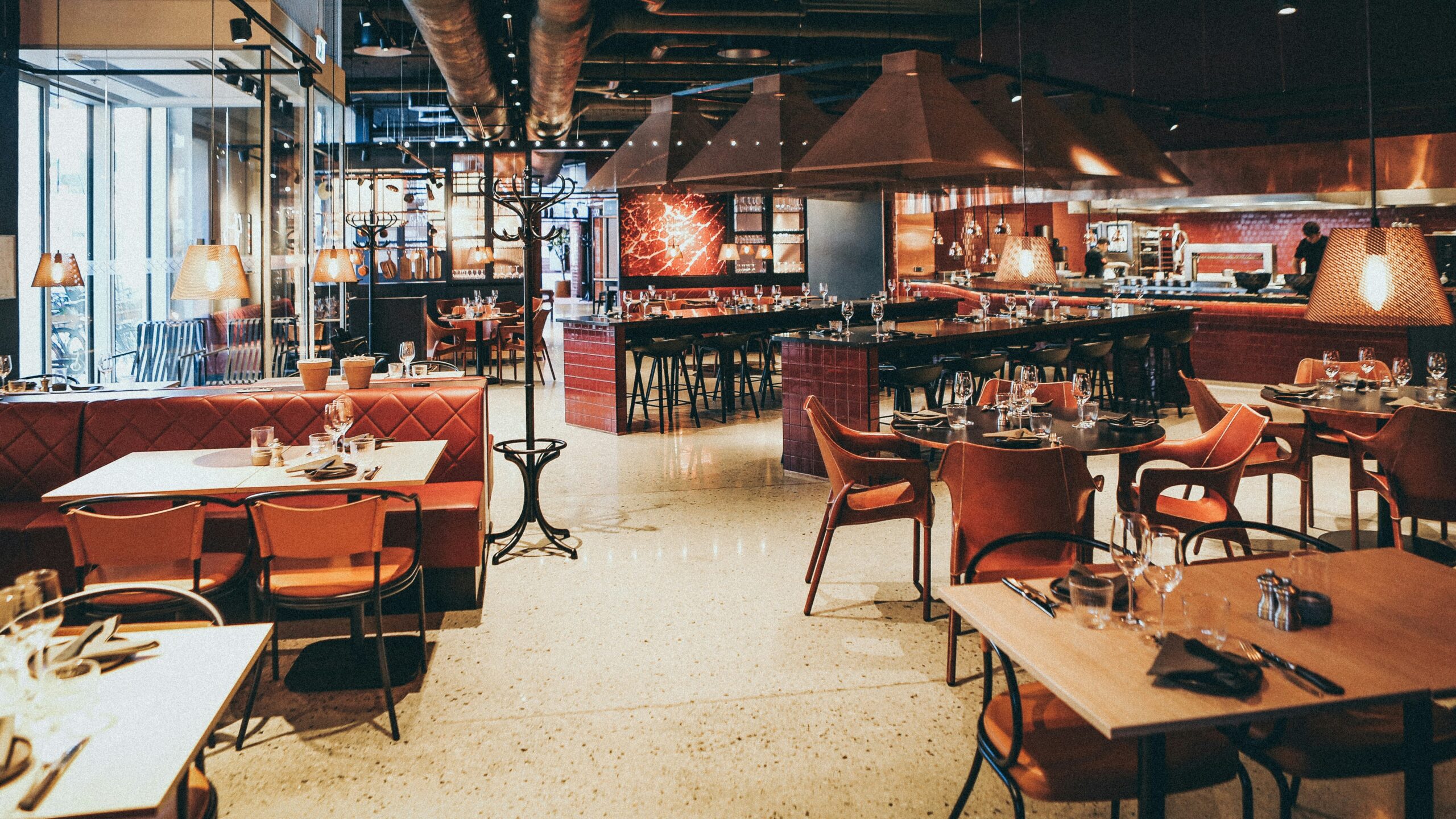 rectangular beige wooden tables and chair