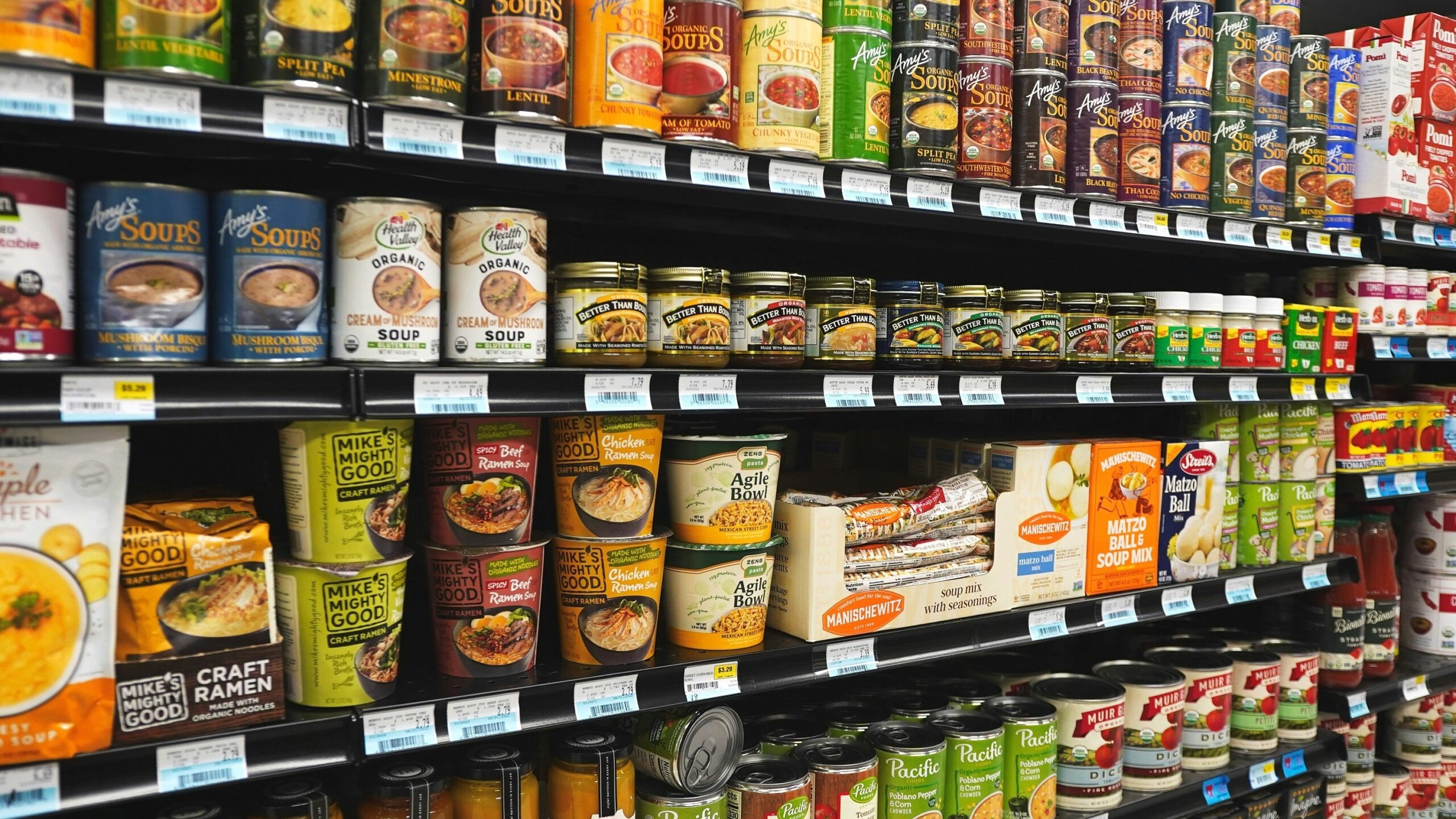 A grocery store filled with lots of food
