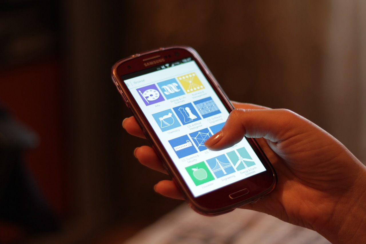 Checking a status update on a smartphone