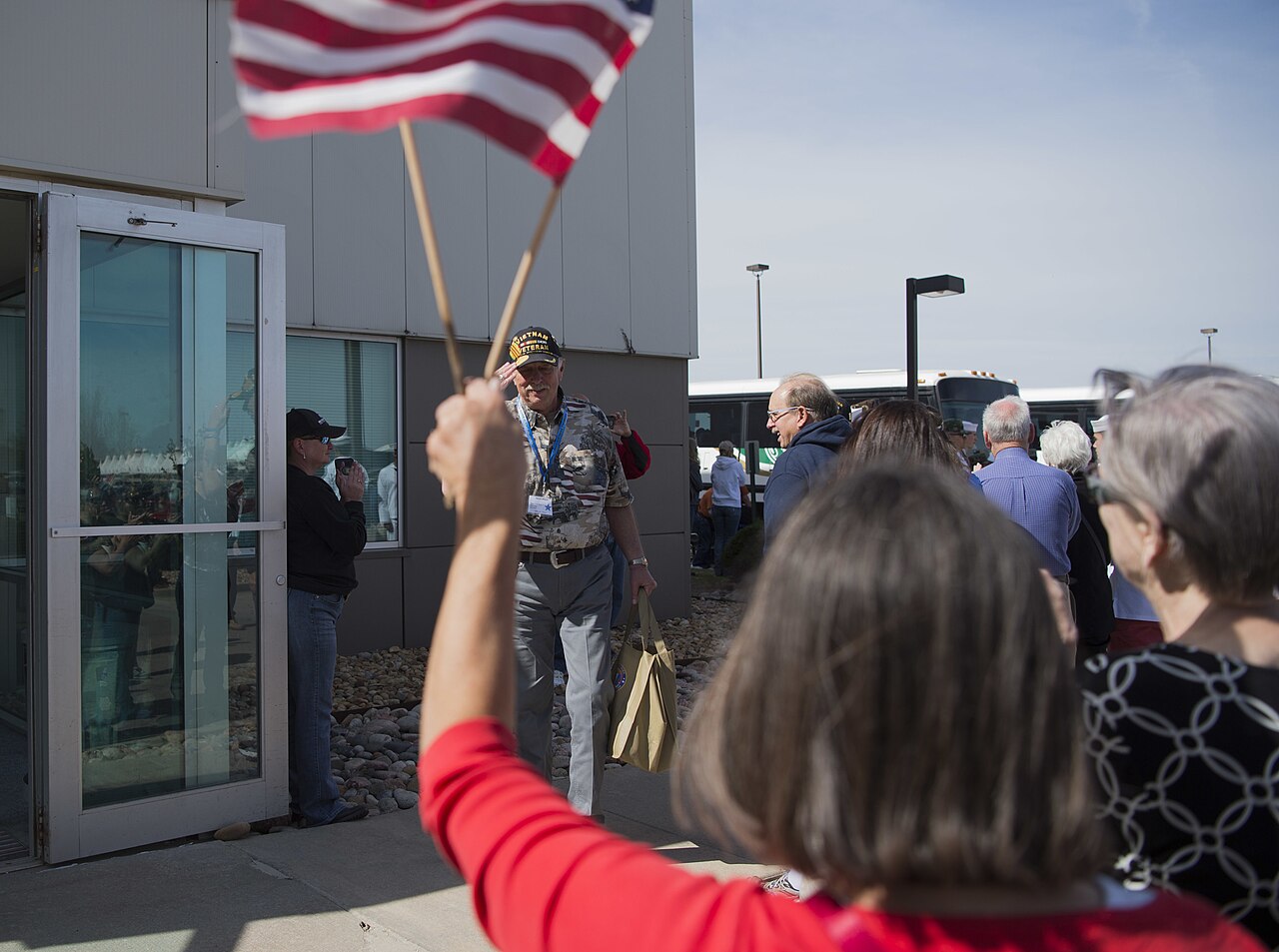 Older veterans celebrated at an honor flight event