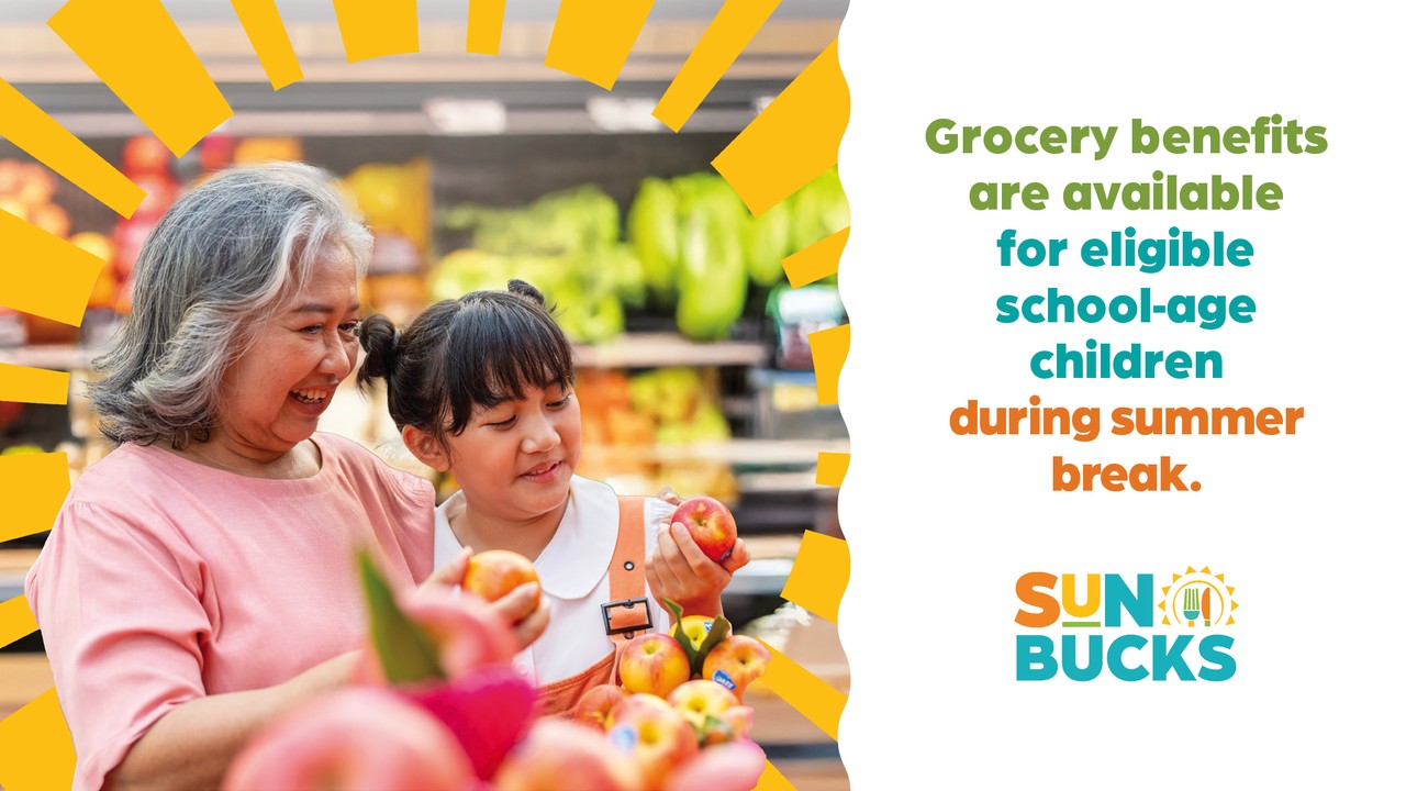 Sun Bucks provides $120 per eligible child for summer groceries in participating areas.