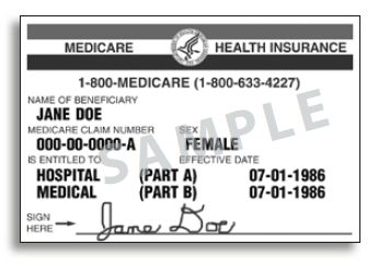 A sample Medicare card