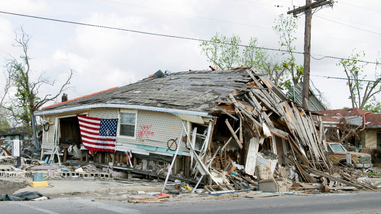Barber Shop located in Ninth Ward, New Orleans, Louisiana, damaged by Hurricane Katrina in 2005